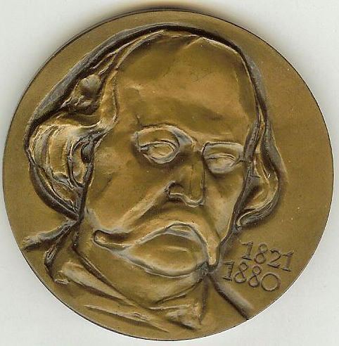 56 Медаль Гюстав Флобер (1821-1880 / Гюстав ФЛОБЕР. ЛМД. 1974. Мед. В. Акимушкина)